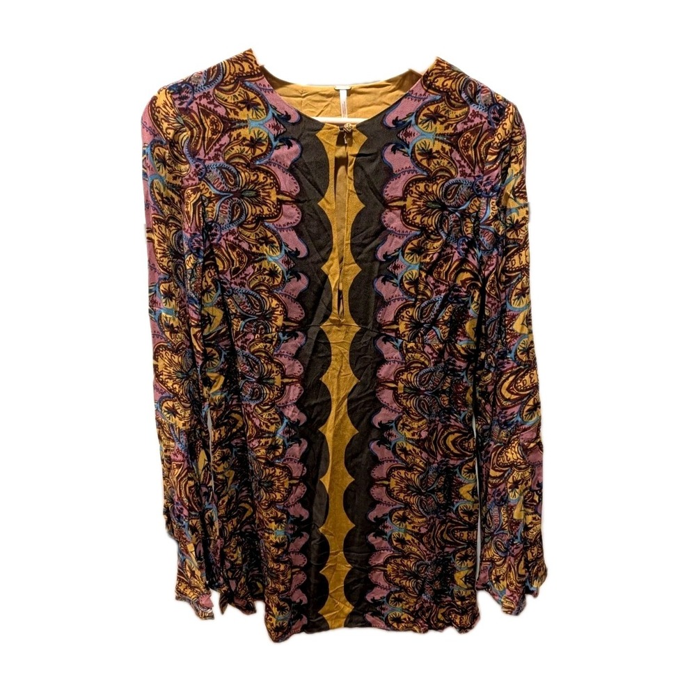 Free People Ossie Vibes Tunic Dress Womens 2 Retro Boho Bell Festival 70s Hippie